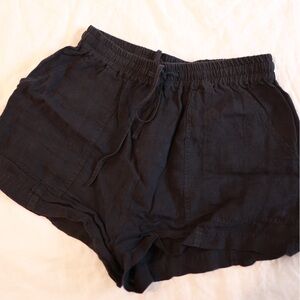 NAIF Navy Linen Drawstring Shorts S